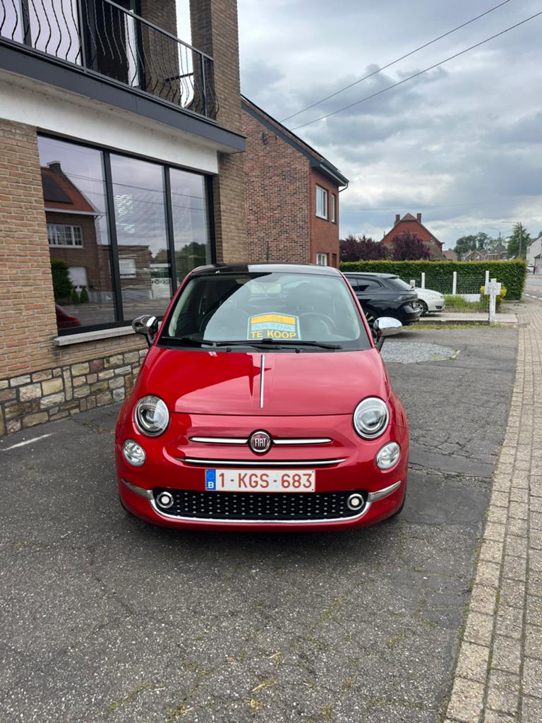 Rode fiat 500, Auto's, Voorwielaandrijving, Zwart, Leder en Stof, Parkeersensor