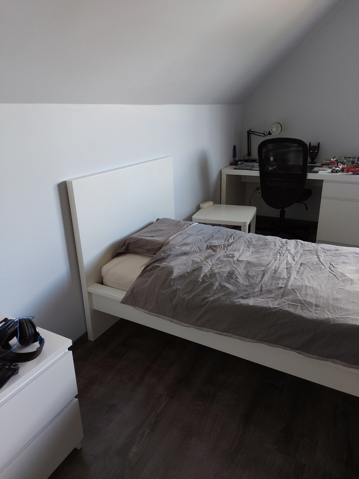 IKEA MALM eenpersoonsbed wit 90x200, hoog hoofdbord, Ophalen, Gebruikt, Eenpersoons