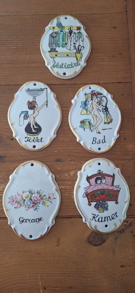 Limoges - Franse keramische deurplaatjes, Antiek en Kunst, Antiek | Servies compleet, Ophalen of Verzenden