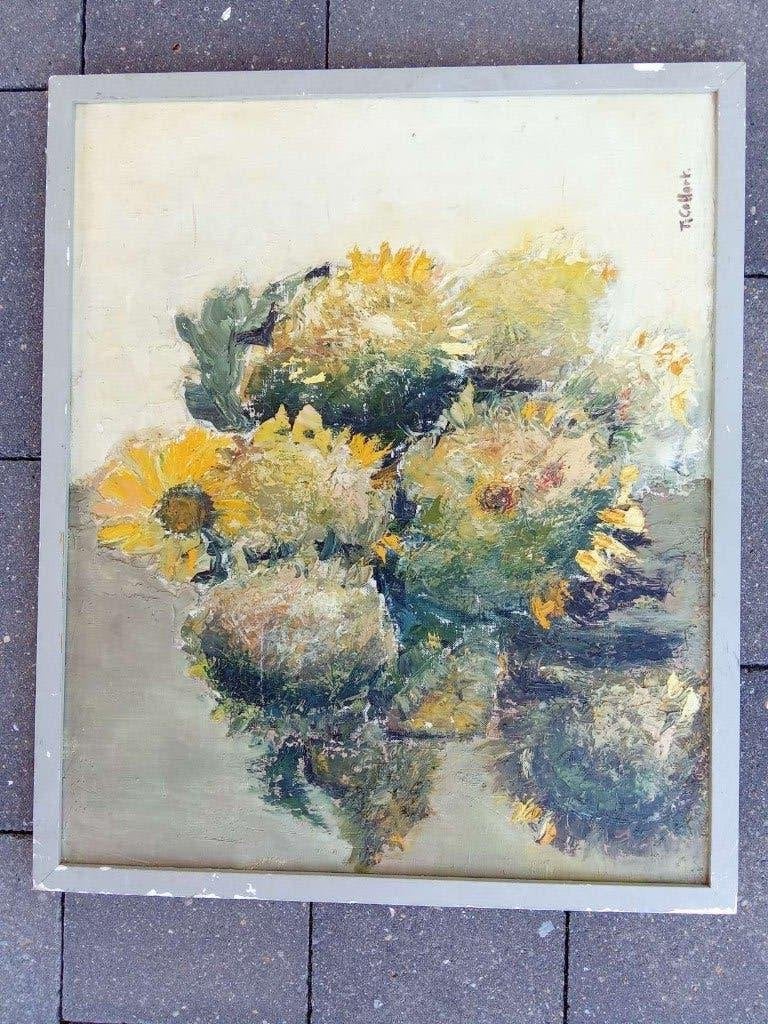SCHILDERIJ ZONNENBLOEMEN (gesigneerd), Huis en Inrichting, Woonaccessoires | Schilderijen, Tekeningen en Foto's, Ophalen of Verzenden