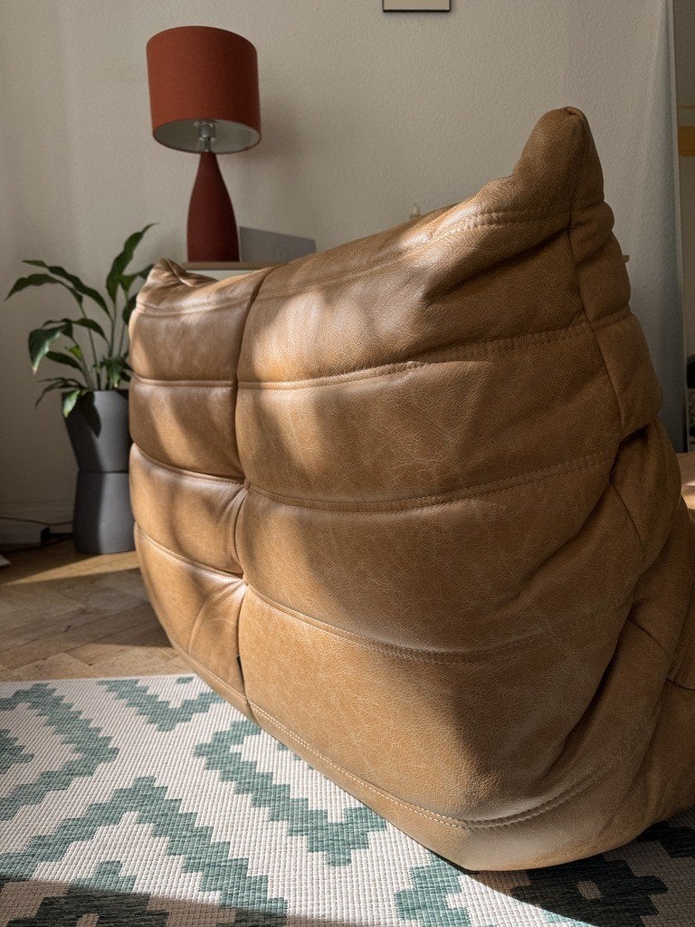 Ligne Roset – Fauteuil/Chaise Togo 1 place Cuir Camel Marron, 100 à 125 cm, Comme neuf, Cuir, 75 à 100 cm