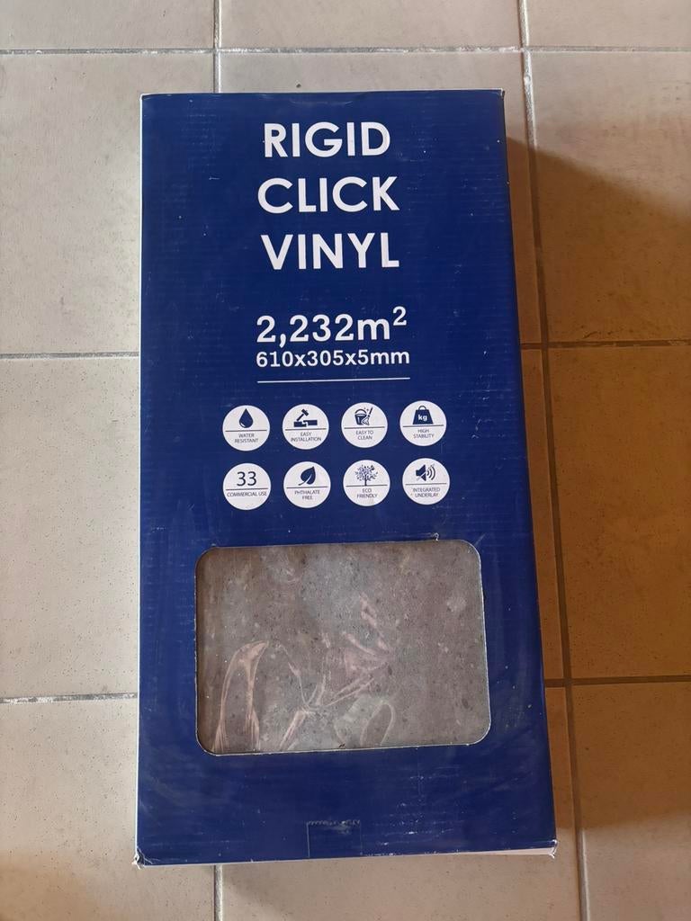 Click vinyl 35m2 betonlook - met ondervloer. Nieuw, Doe-het-zelf en Bouw, Ophalen, 50 tot 150 cm, Overige typen, Nieuw