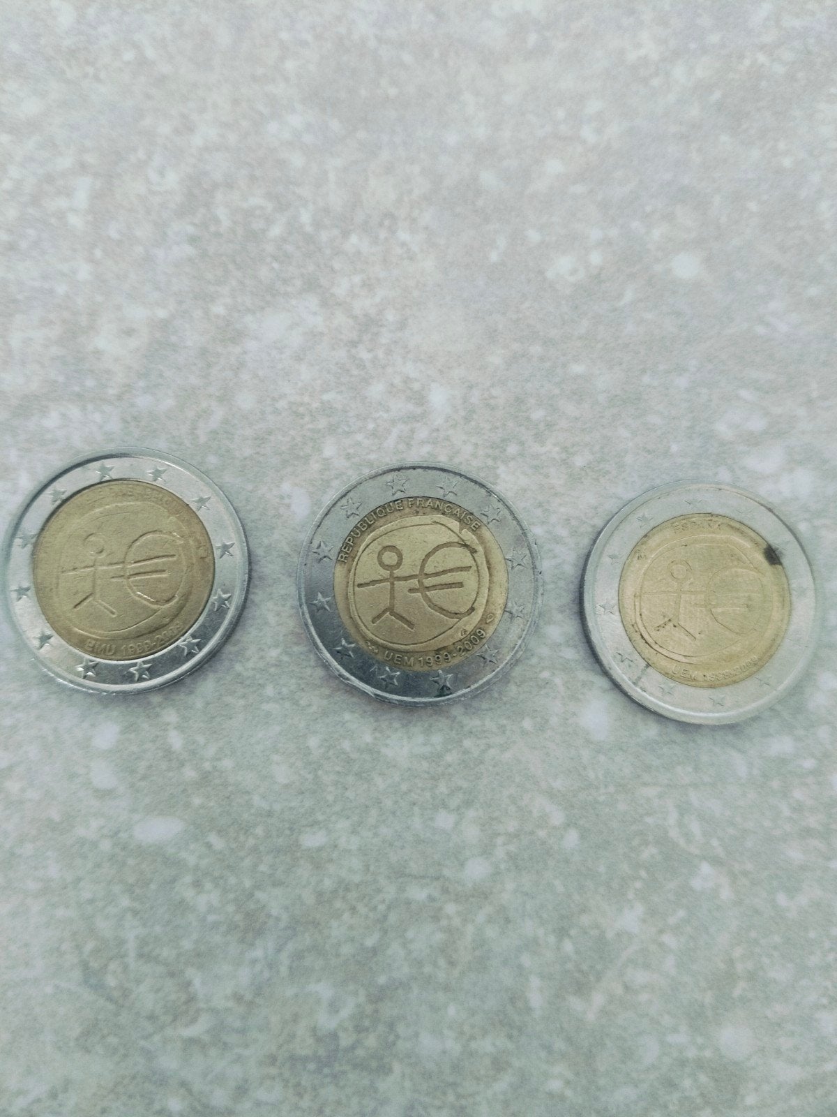 3 munten van 2€ België/Frankrijk/Spanje EMU 2009, Postzegels en Munten, Ophalen of Verzenden, België