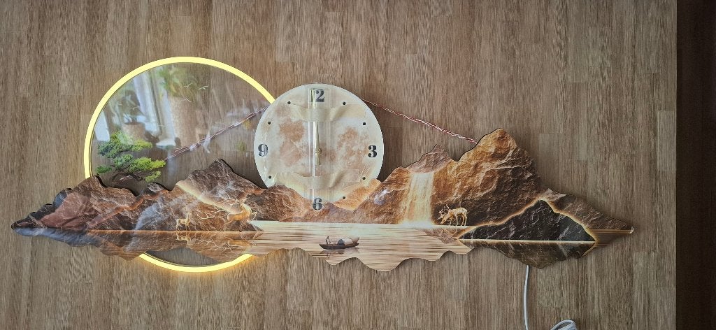 Cadre 3D avec Led et horloge, Neuf, 40 cm, Multicolore, 120 cm