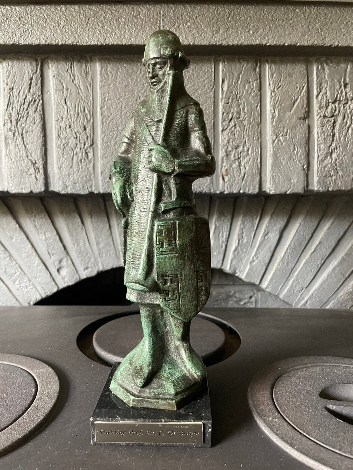 Bronzen beeld Gentse stadswachter, Antiek en Kunst, Ophalen, Brons, 20 - 50 cm, Beeld