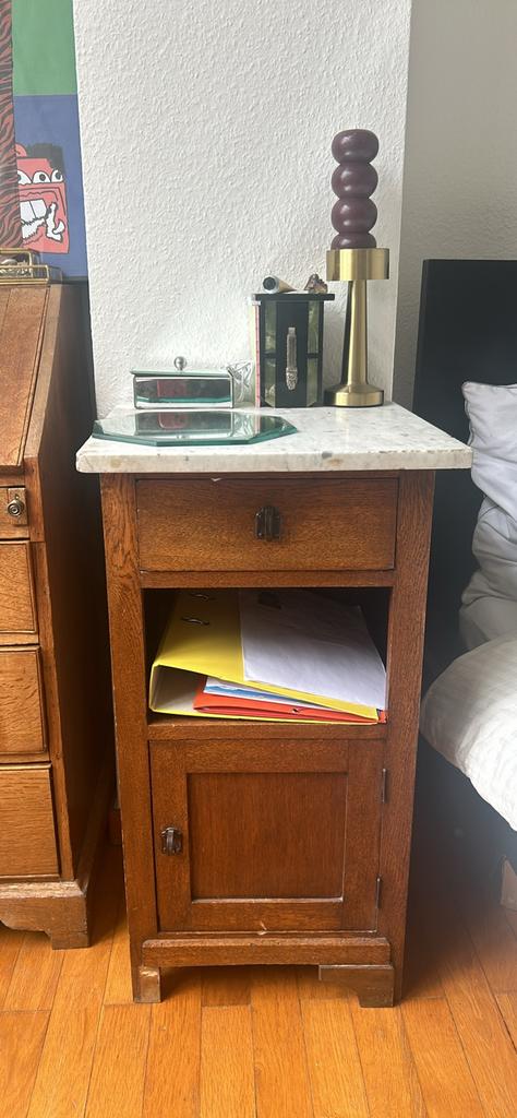 Side table marble and wood, Ophalen of Verzenden, Zo goed als nieuw