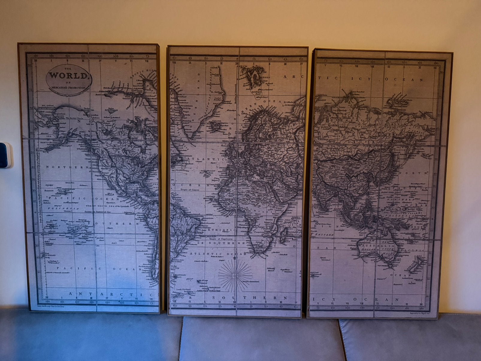 Carte du monde en trois blocs, Autres styles, 101 cm, Enlèvement, Bois