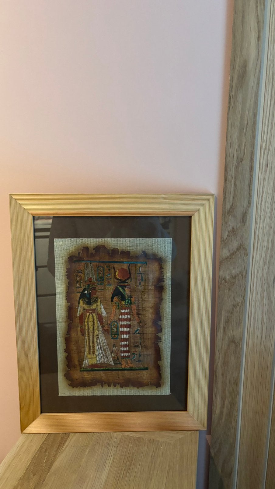 authentiek antiek Egyptisch papyrus schilderij, Huis en Inrichting, Woonaccessoires | Lijsten, Ophalen, Zo goed als nieuw