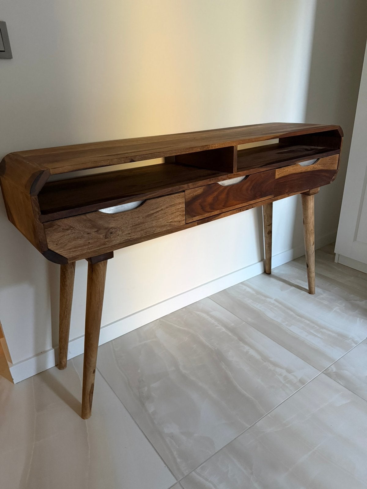 Massief houten consoletafel met laden, Ophalen, Zo goed als nieuw, Overige houtsoorten