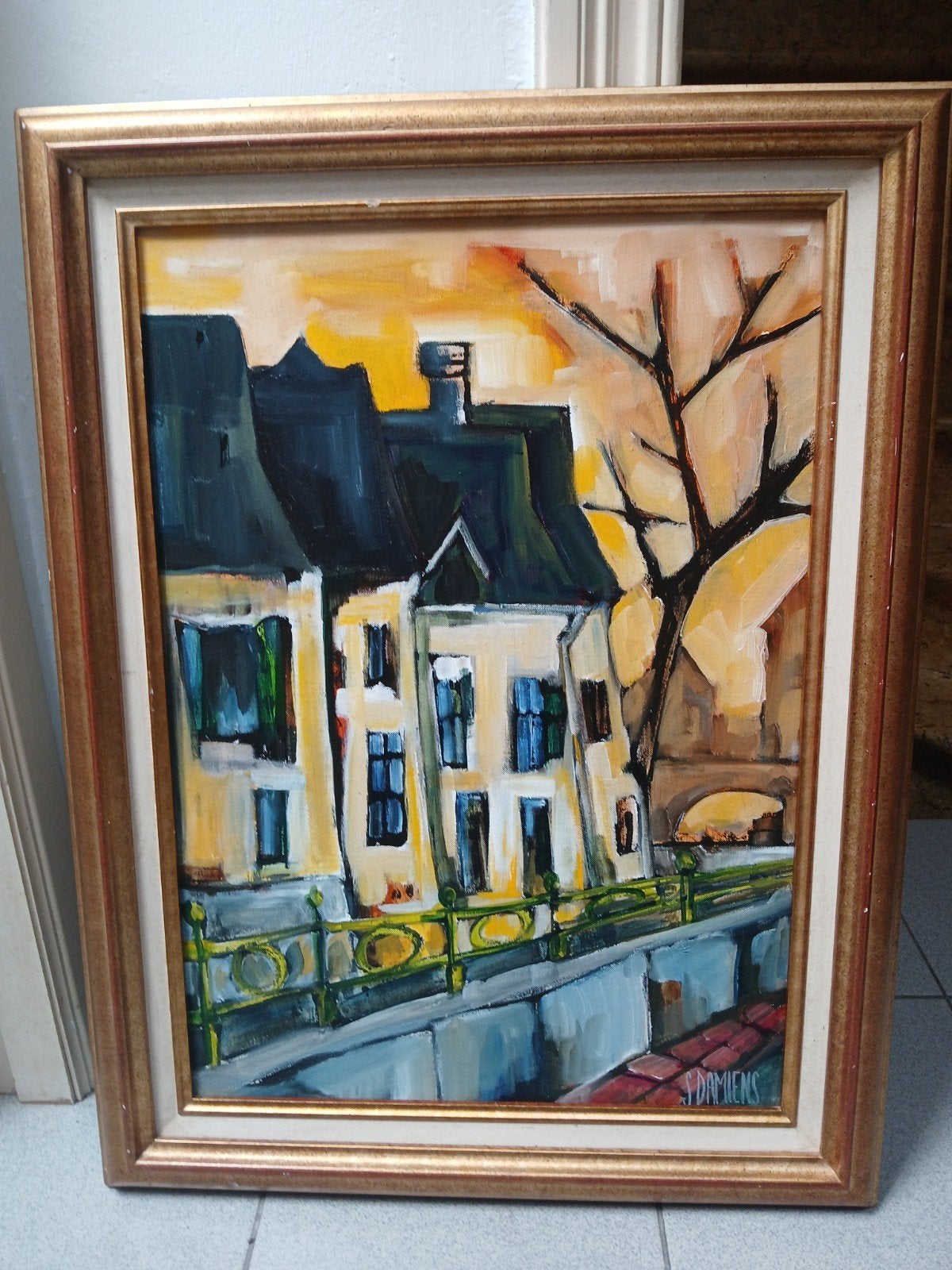 Tableau huile sur toile Serge Damiens, Antiquités & Art, Art | Peinture | Classique, Enlèvement