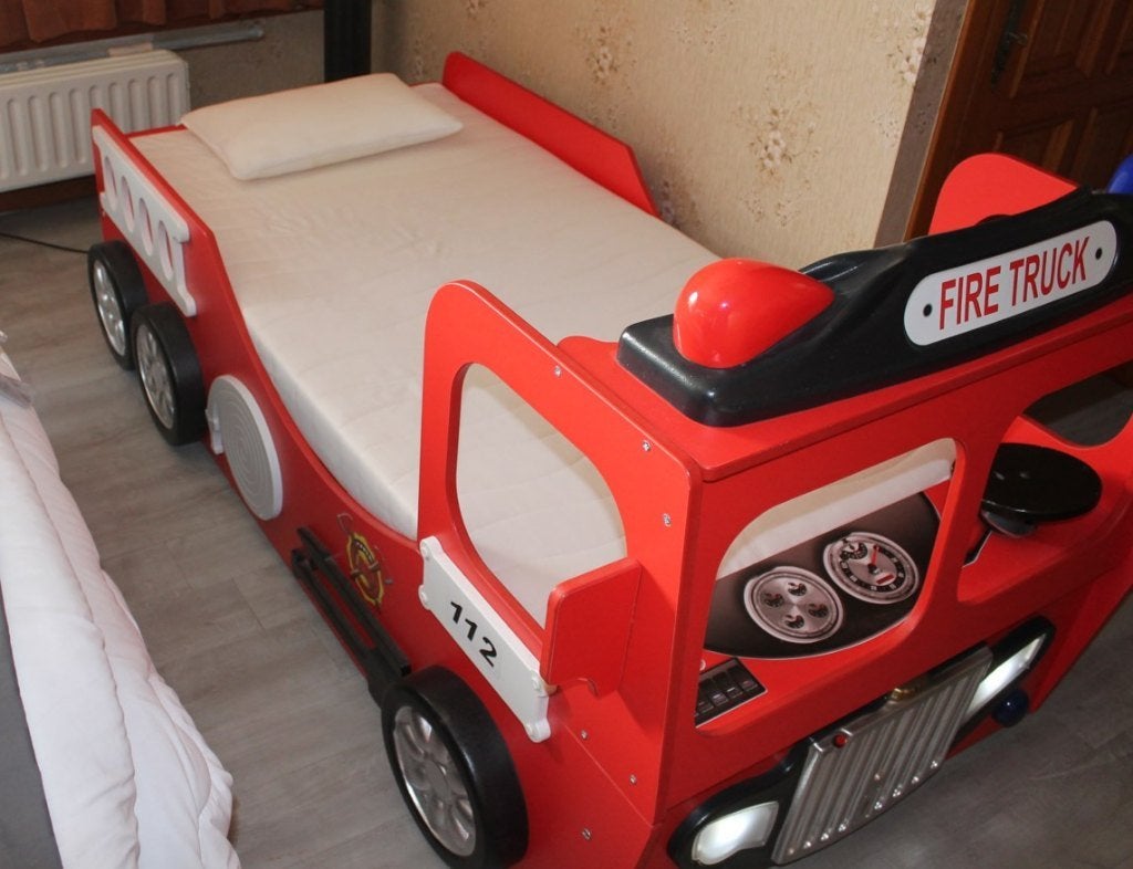 Kinderbed Brandweerwagen NIEUWSTAAT, Sommier à lattes, Enlèvement, 180 cm ou plus, 85 à 100 cm