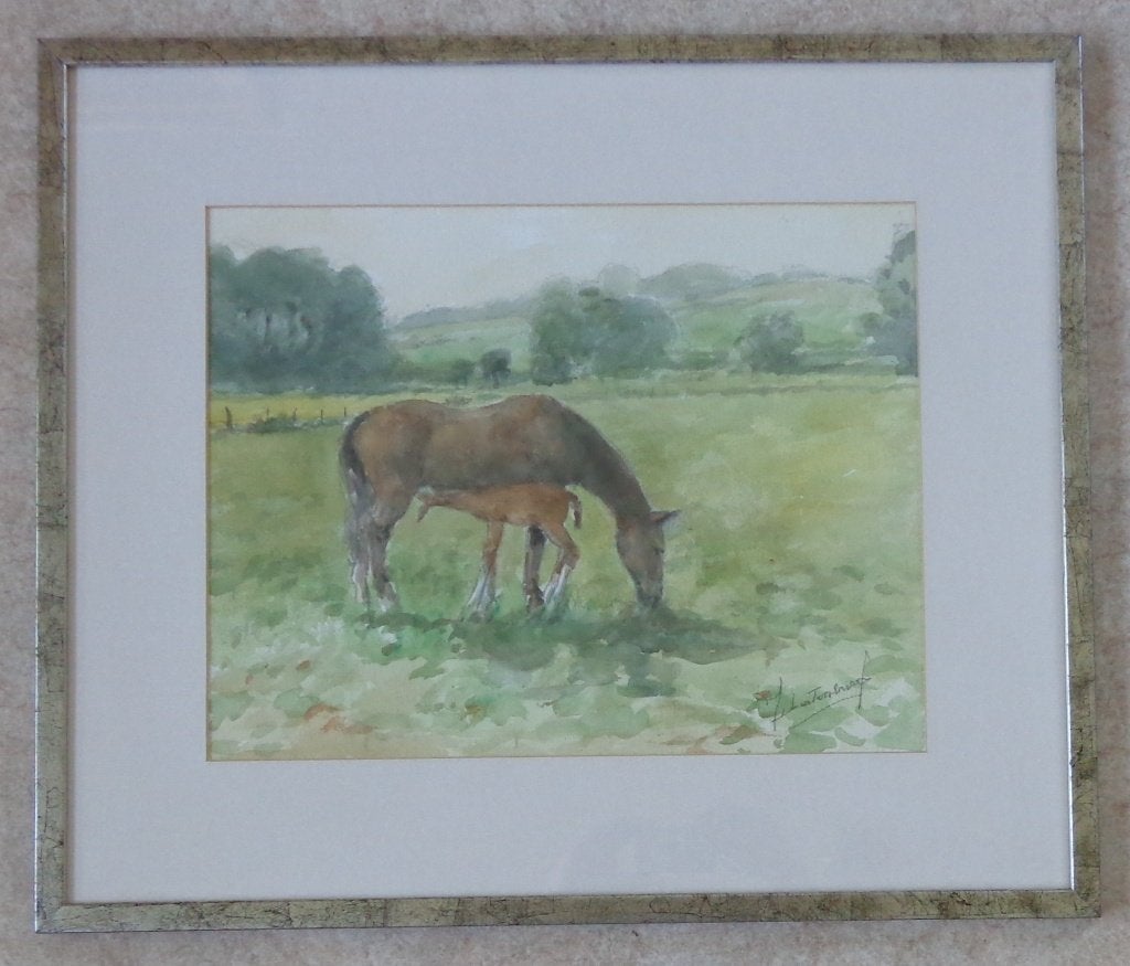 JEAN BATENBURG / MERRIE & VEULEN / ORIGINEEL / 58x68cm KADER, Ophalen of Verzenden, Aquarel, Papier, Origineel werk