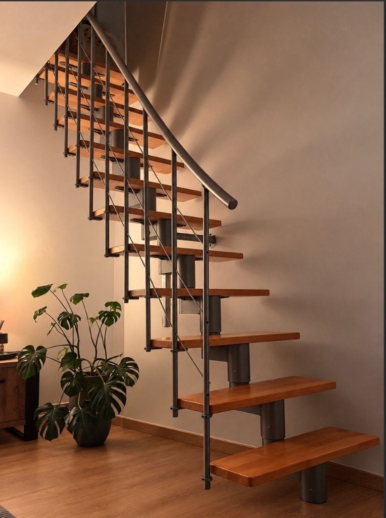 Verstelbare metalen trap met houten treden, Doe-het-zelf en Bouw, Ophalen, Gebruikt, Trap, 2 tot 4 meter