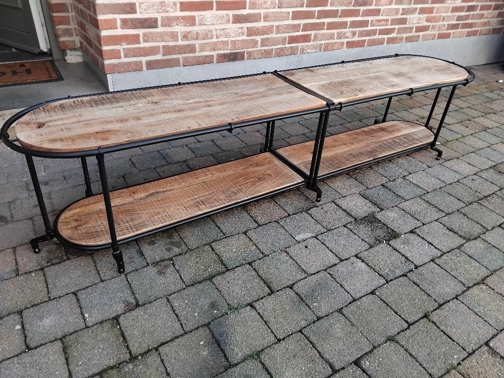 tv meubel massief mango industrieel nieuw in doos, Ophalen, Nieuw