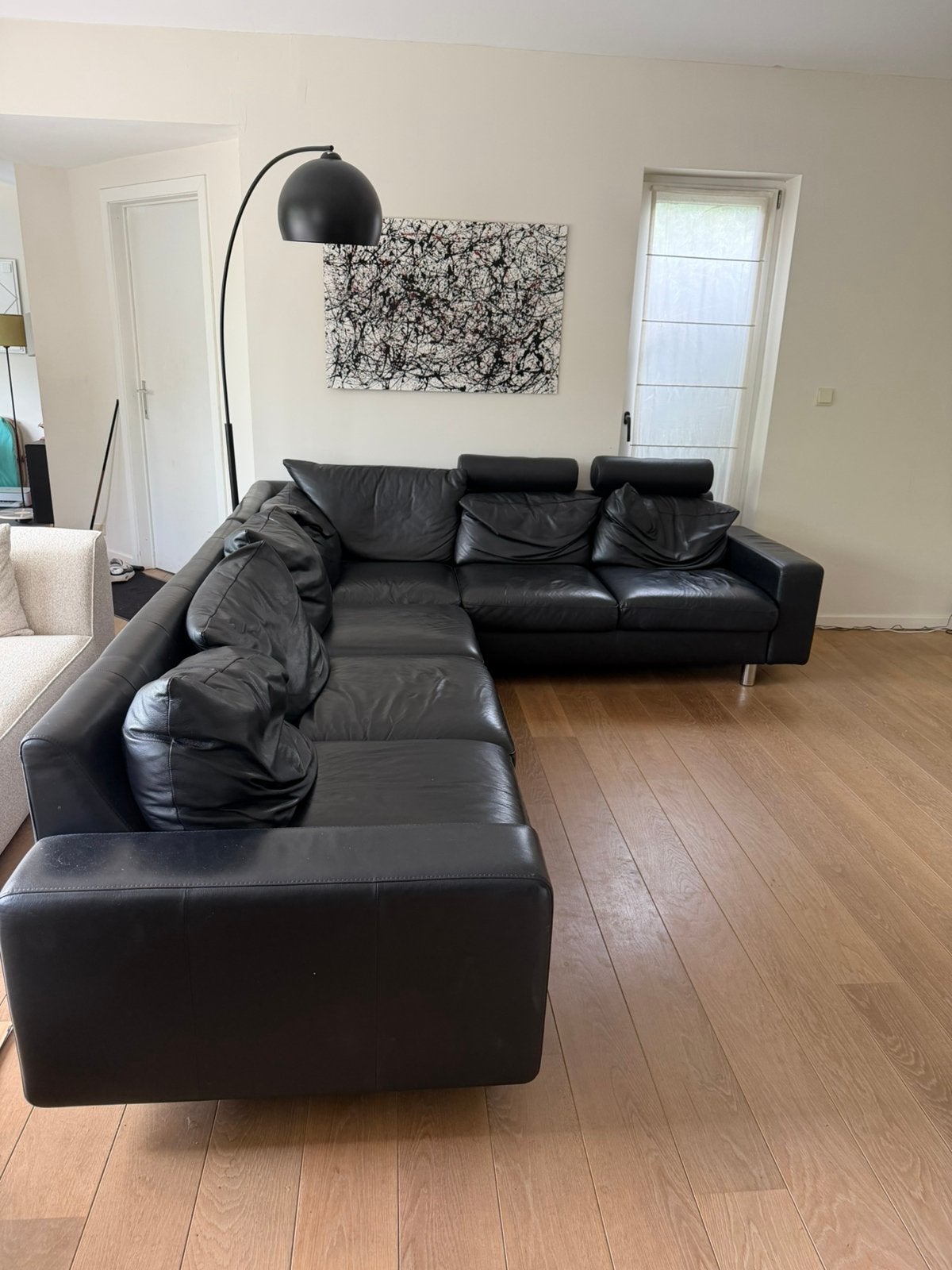 Canapé StressLess en cuir noir, Maison & Meubles, Enlèvement, Comme neuf, Cuir