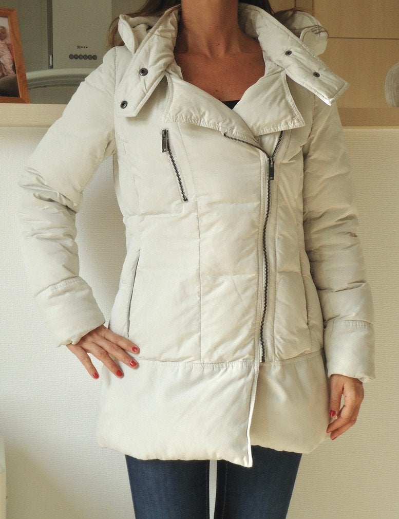 Warme écru winterjas, Kleding | Dames, Jassen | Winter, Ophalen of Verzenden, Gedragen, Maat 36 (S)