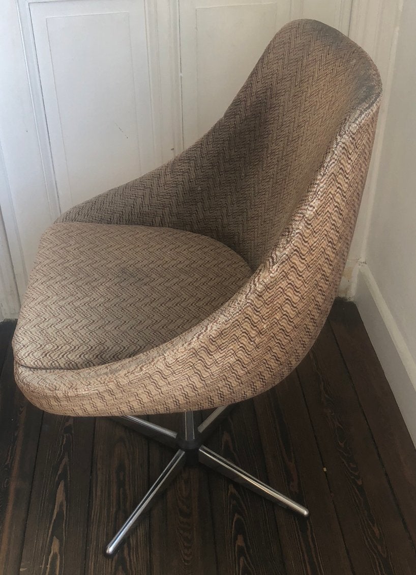 6 Chaise pivotante vintage années 70 (lot de 6), Brun, Enlèvement, Tissus, Cinq, Six Chaises ou plus