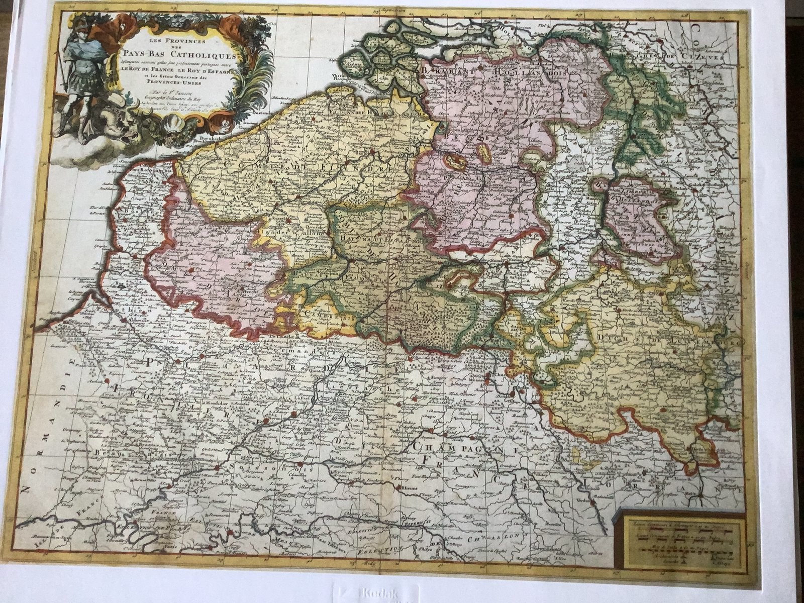 Kaart van de katholieke zuidelijke Nederlanden +/- 1660, Boeken, Atlassen en Landkaarten, Nieuw, Landkaart, België, Voor 1800
