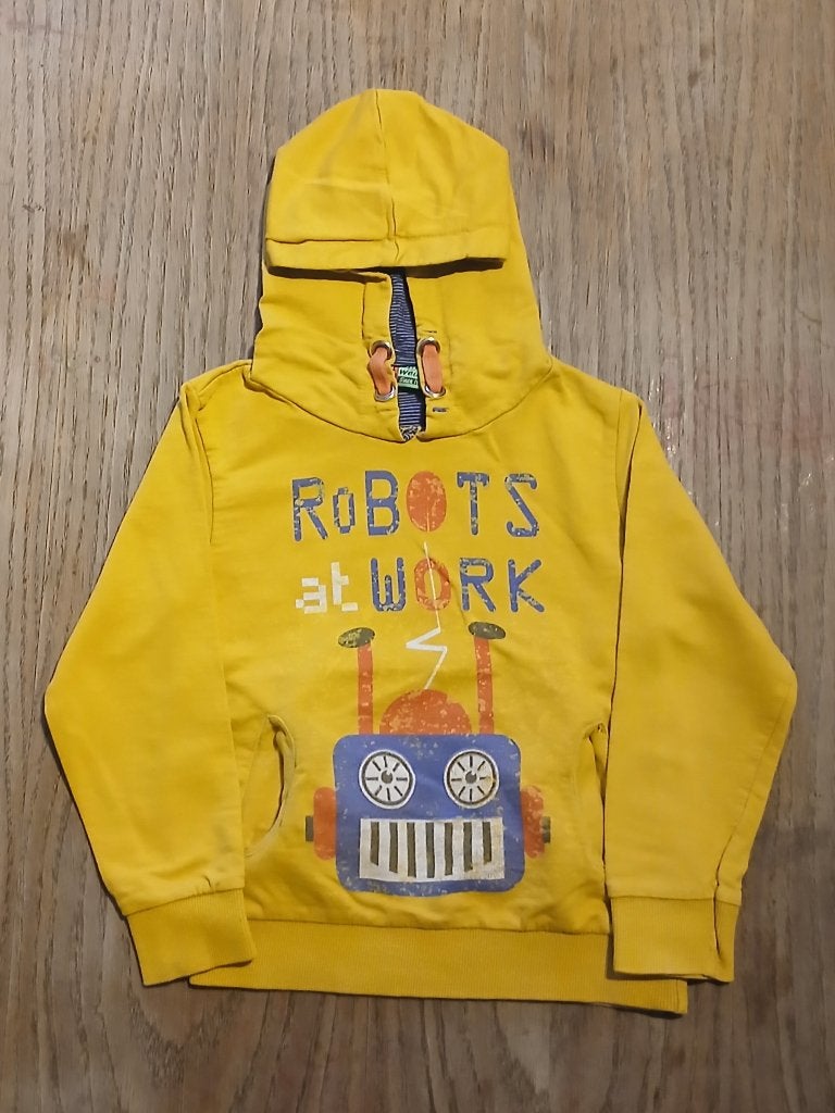 Knot So Bad Gele Hoodie / Robot Trui (Maat 110) - Speeltrui, Gebruikt, Knot so bad, Trui of Vest, Ophalen of Verzenden