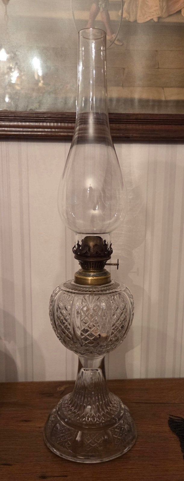 Een glazen olielamp, Antiek en Kunst, Ophalen