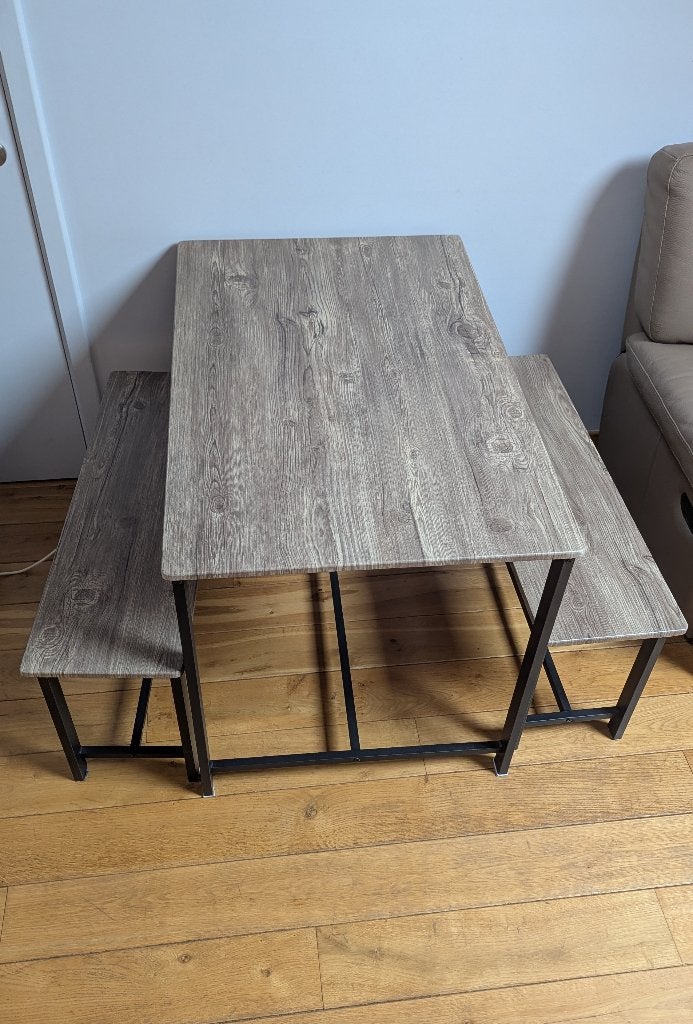 table avec deux bancs kot, Ophalen, Kunststof, 100 tot 150 cm, 50 tot 100 cm