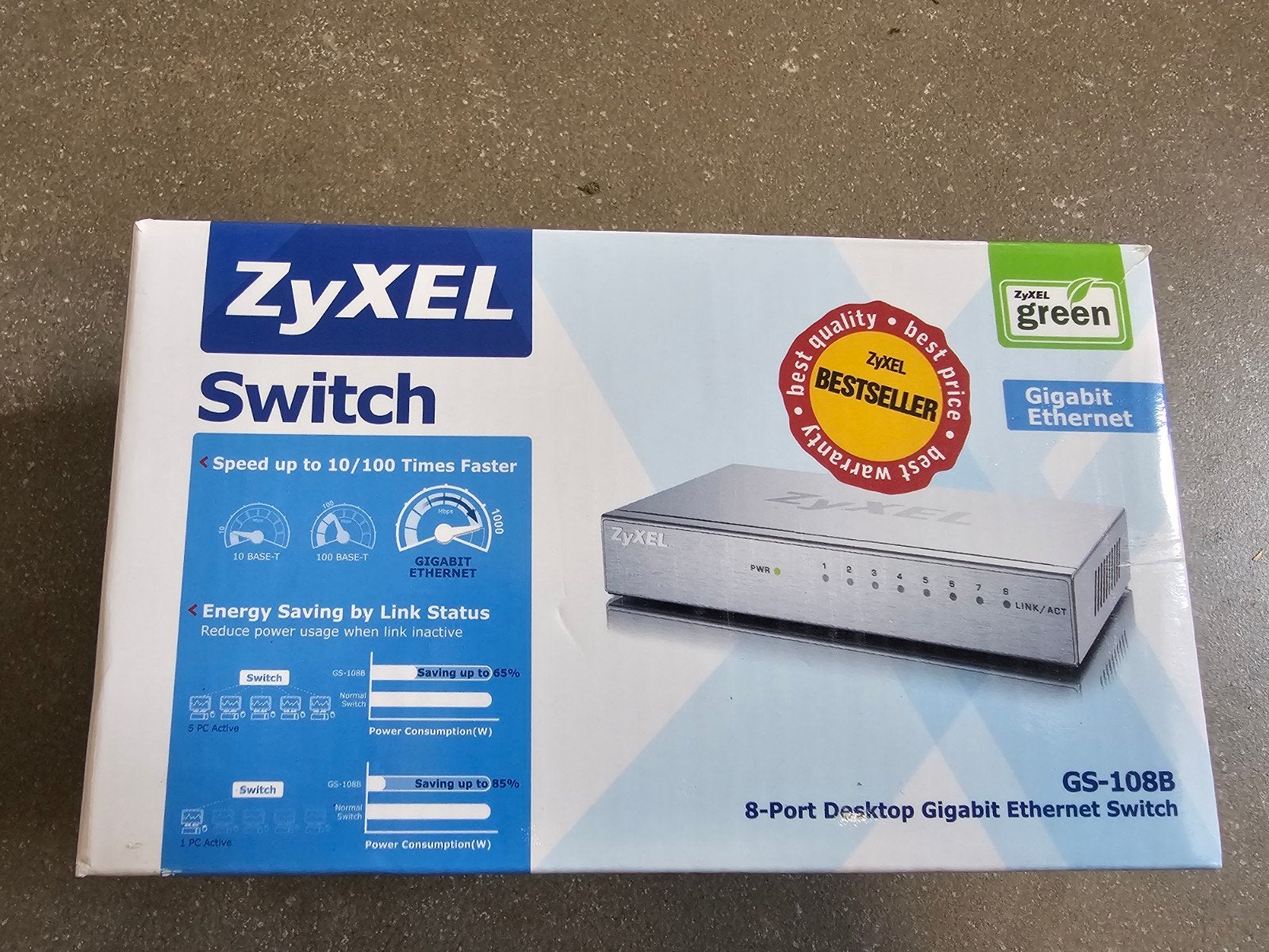 Zyxel GS-108B 8-poorts Gigabit switch, Computers en Software, Netwerk switches, Ophalen, Zo goed als nieuw