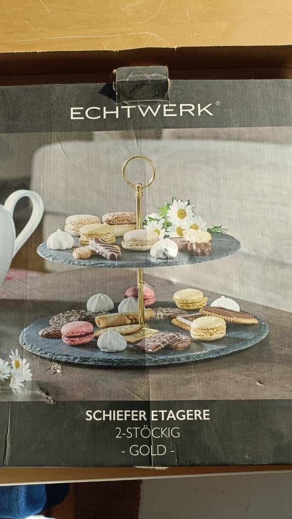 ECHTWERK taartplateau (leisteen - 2 verdiepingen) - Nieuw, Huis en Inrichting, Ophalen of Verzenden