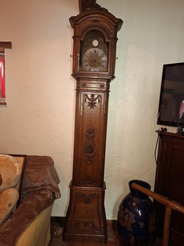 oude eiken staanklok, jaren 1800, Antiek en Kunst, Ophalen