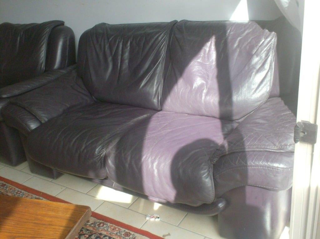 echt leder zetel 2 zit + 1 zit geen krassen  . 25€, Ophalen, Zo goed als nieuw, Driepersoons