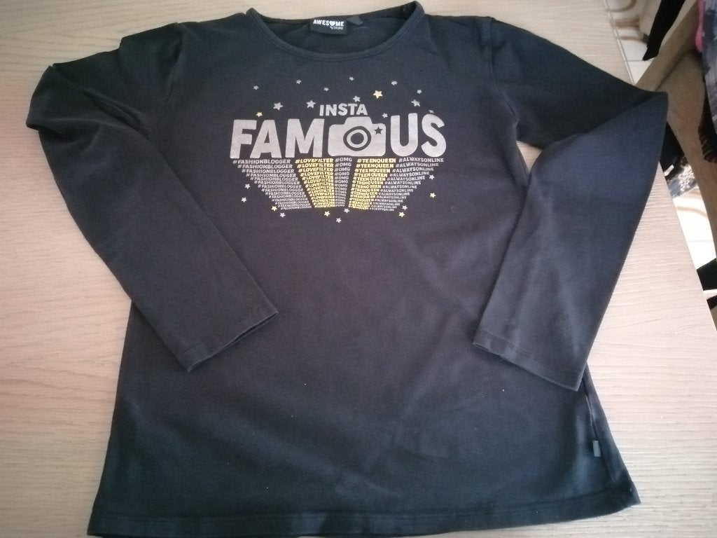 zwarte longsleeve maat 158, Kinderen en Baby's, Ophalen of Verzenden, Zo goed als nieuw, Meisje, Shirt of Longsleeve