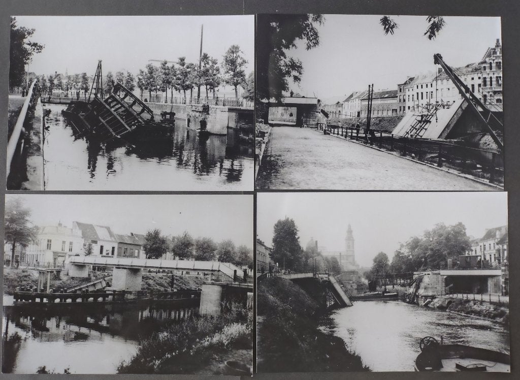 Foto's van vernielde bruggen te Gent, Ophalen of Verzenden, Overige soorten, Foto of Poster