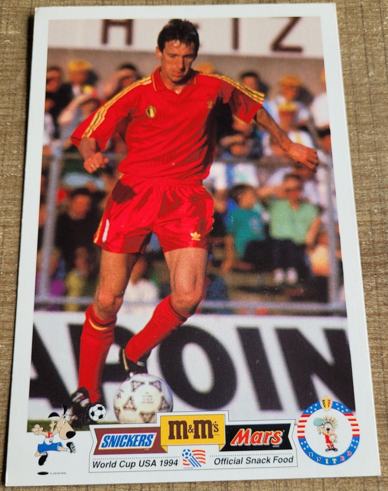 Postkaart World Cup USA 1994: Franky Van Der Elst, Enlèvement ou Envoi, Utilisé, Affiche, Image ou Autocollant
