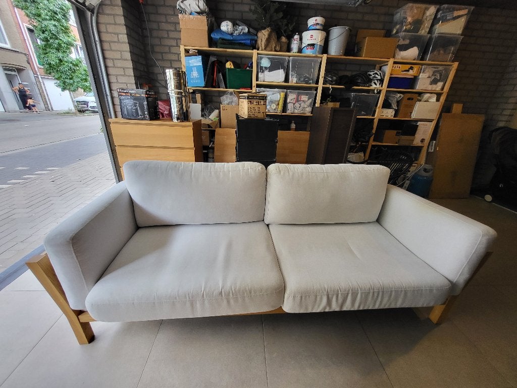 Canapé / Sofa Blanc Cassé en bois et tissu - Marque Woodman, 200 à 250 cm, Banc droit, Bois, Enlèvement