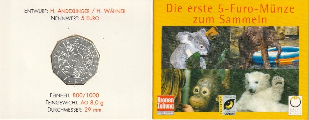 5 EURO 2002 (Argent) Austria, Enlèvement ou Envoi, Argent, 5 euros, Série