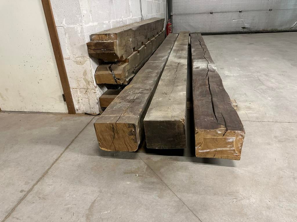 3 eiken balken van 5m, 18 x 24cm en 3 van 3m,  21 x 22,5cm, Enlèvement, Comme neuf, Poutres