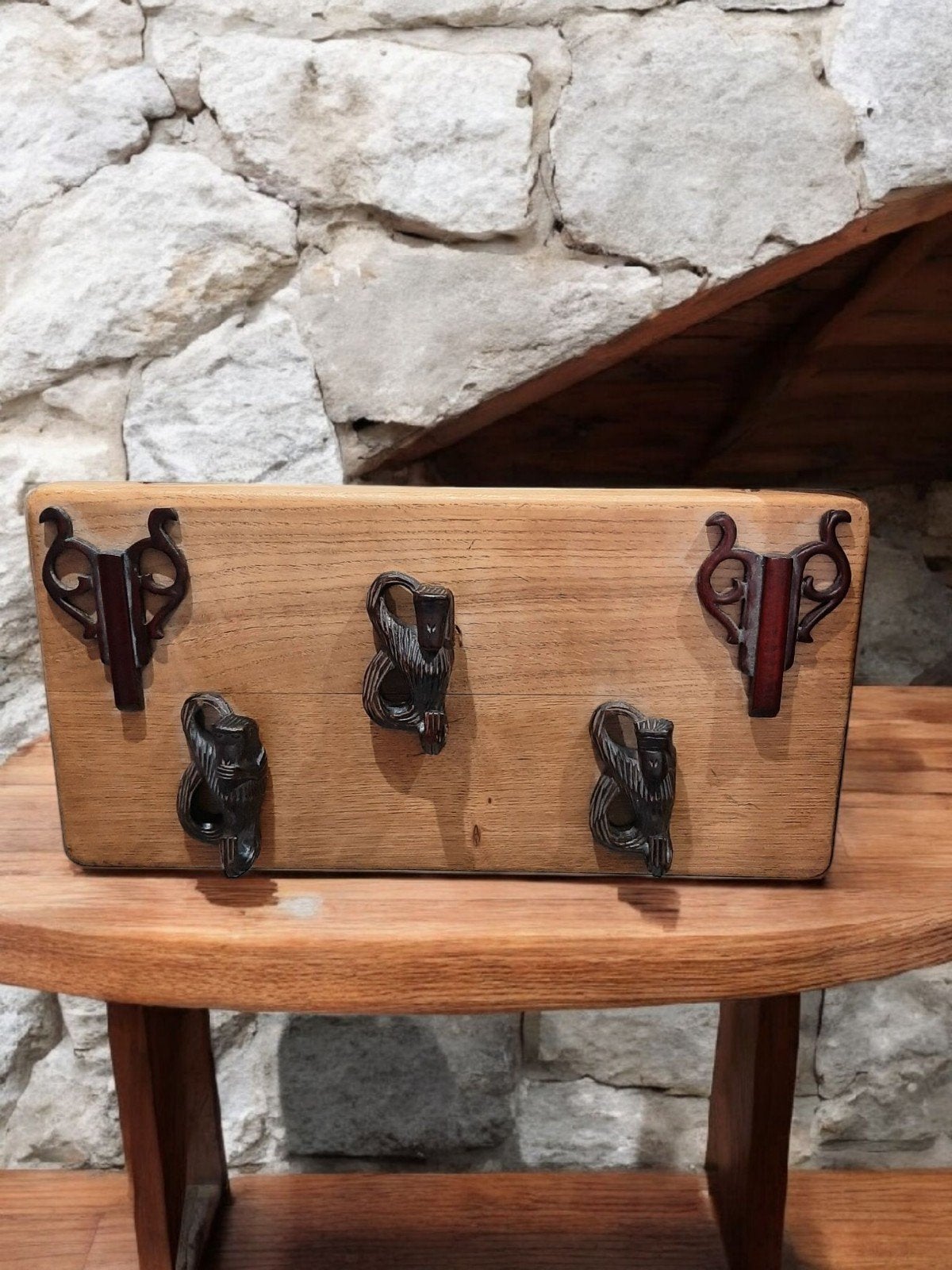 Art deco kapstok hout modern industriële stijl, Ophalen of Verzenden, Hout, Wandkapstok