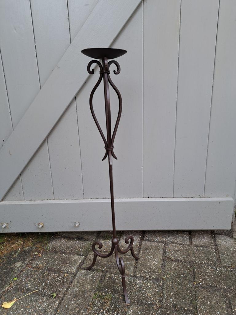 Metalen kandelaar voor dikke kaars, Tuin en Terras, Ophalen of Verzenden