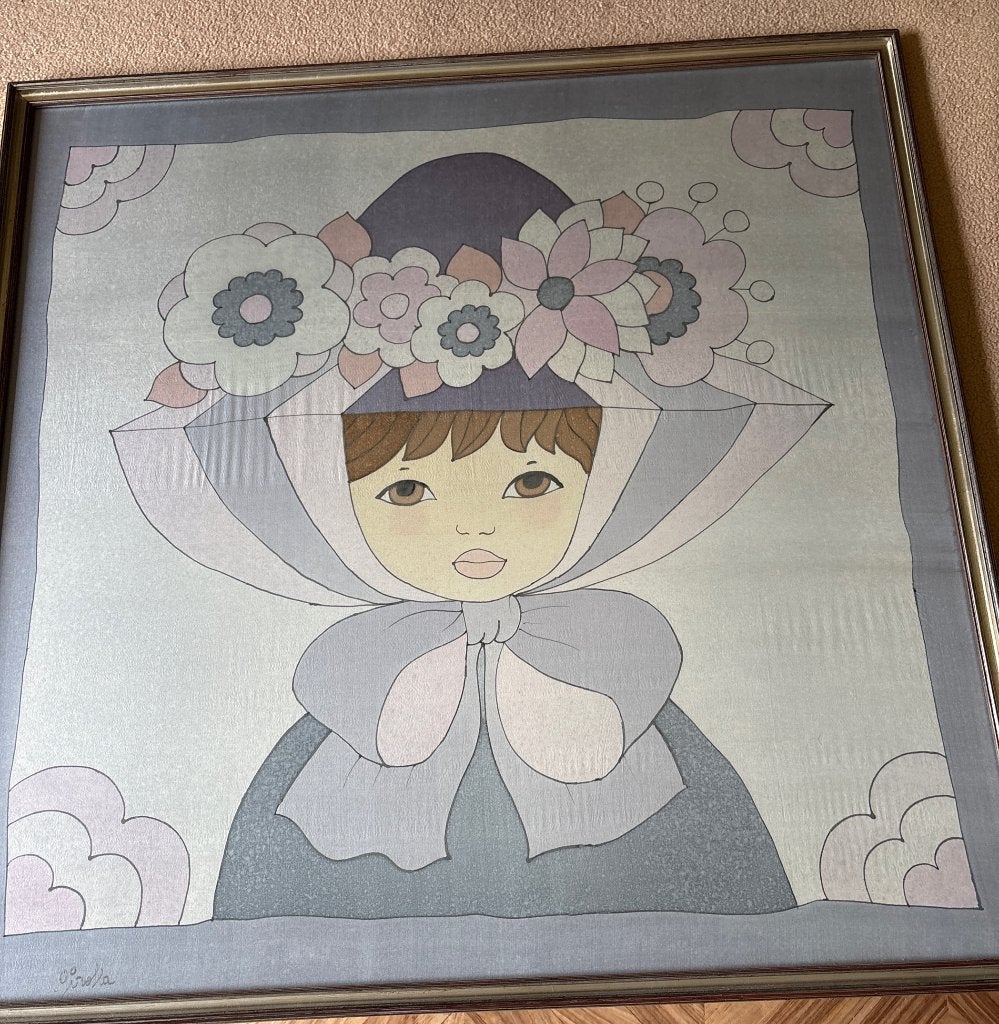 toile de soie encadrée sur le thème « fille », Maison & Meubles, Accessoires pour la Maison | Cadres, 75 cm ou plus, Comme neuf