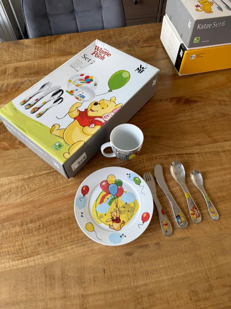 WMF kinderservies en bestek Disney Winnie the Pooh, Verzamelen, Porselein, Kristal en Bestek, Gebruikt, Bestek, Porselein, Ophalen
