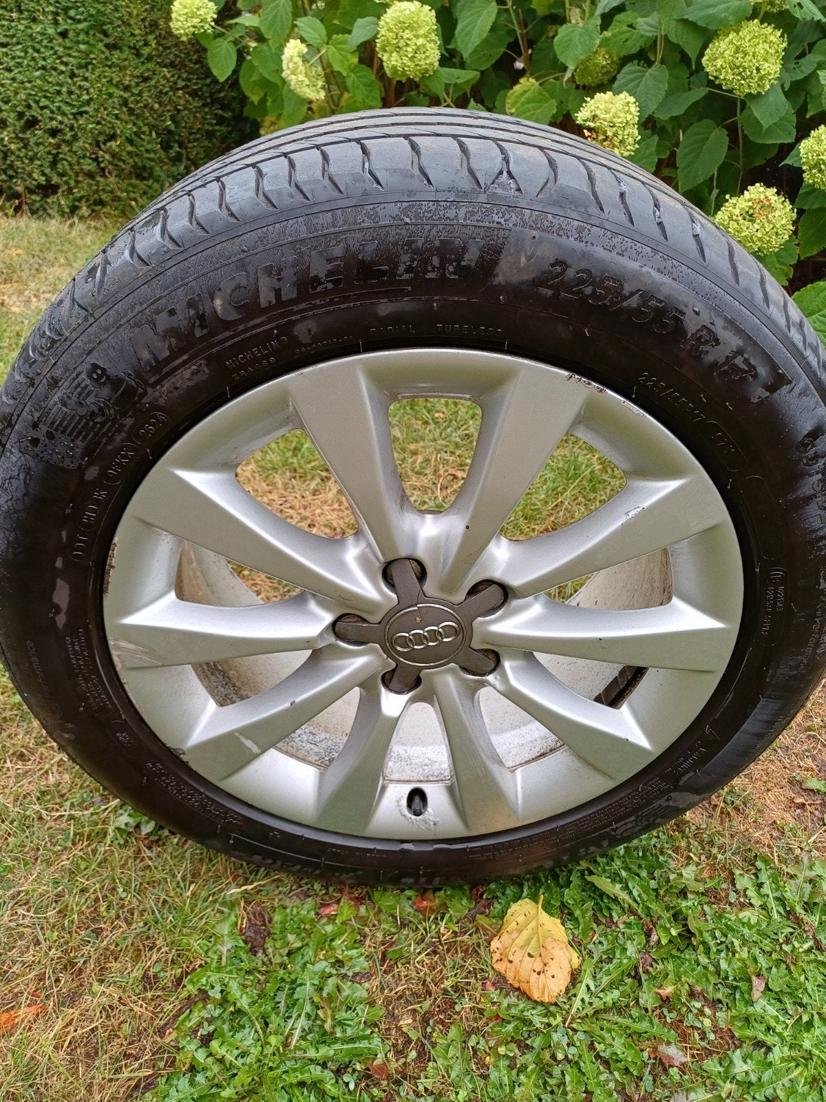 originele wielen Audi + Michelin 225/55R17 97Y, Auto-onderdelen, Banden en Velgen, Ophalen, 17 inch, Band(en), Zomerbanden