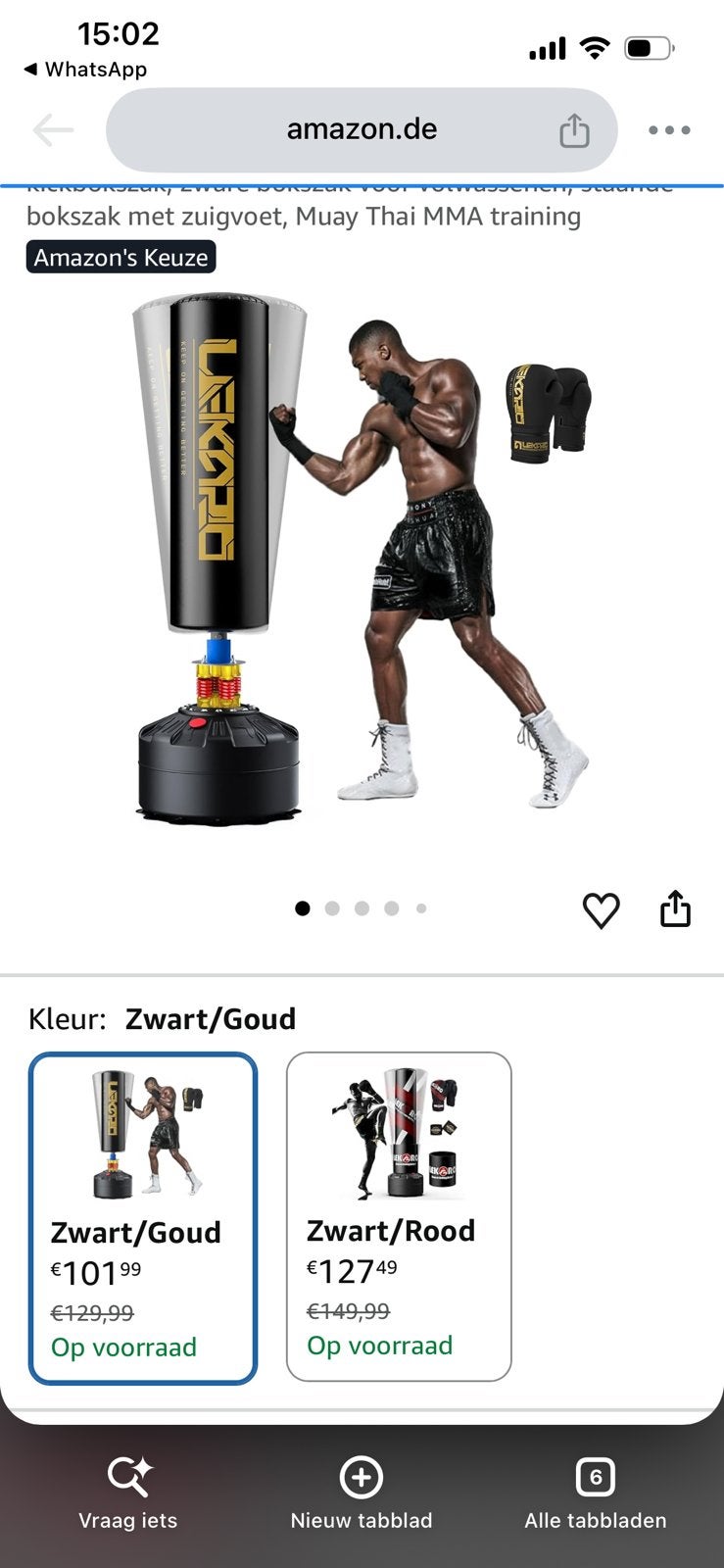 Sac de boxe - sac de frappe debout, Enlèvement, Comme neuf, Sac de boxe