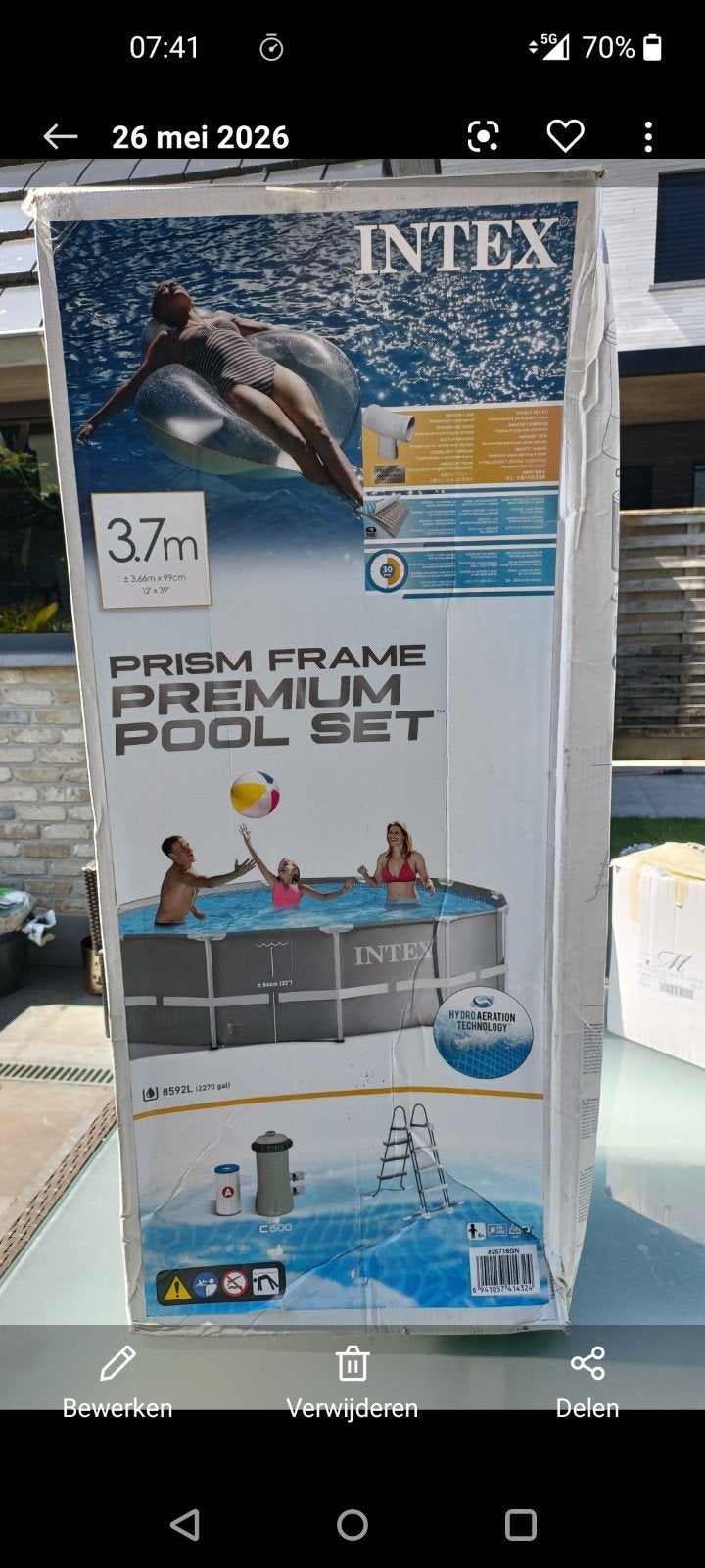 Zwembad 3.7m Intex, Tuin en Terras, Ophalen of Verzenden