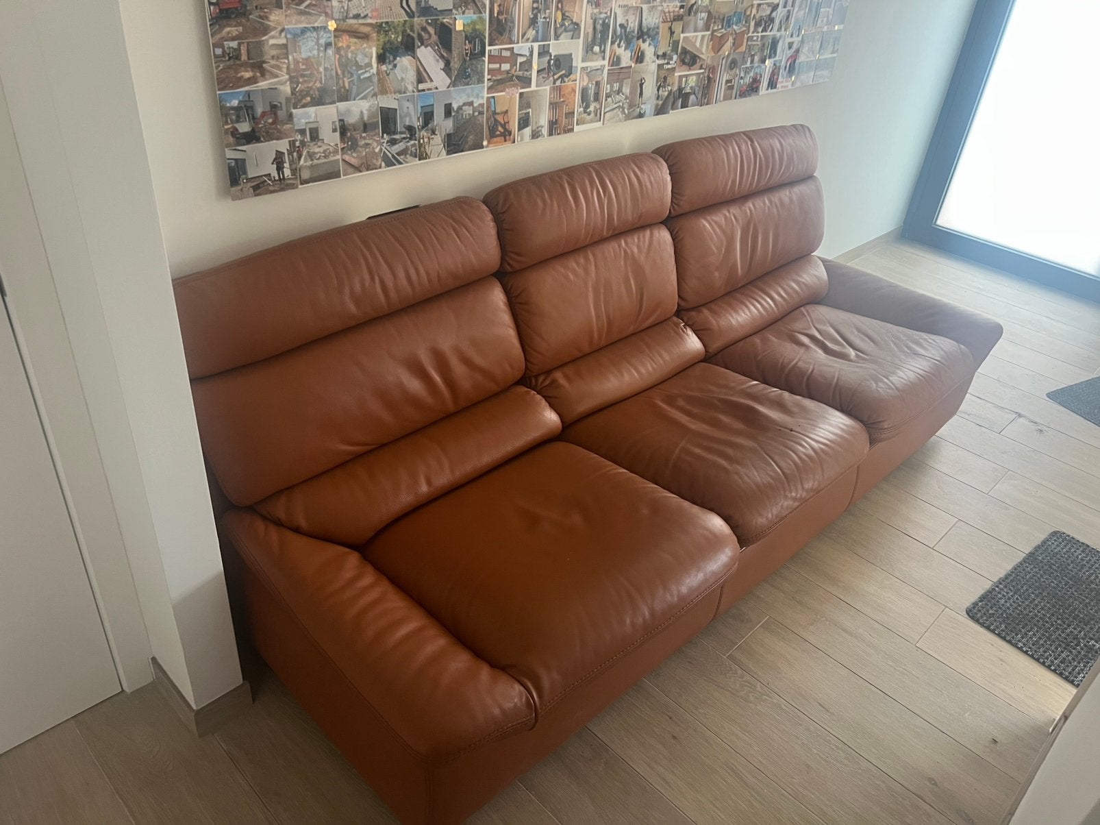 Cognac leren zetel, Ophalen, Gebruikt