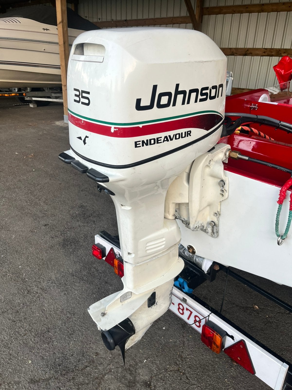Johnson 35pk 2takt+power trim, Watersport en Boten, Buiten- en Binnenboordmotoren, Ophalen, Zo goed als nieuw, Elektrische start