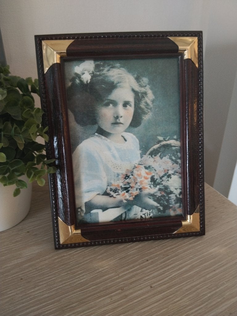 vintage houten fotolijst, Huis en Inrichting, Ophalen of Verzenden, Zo goed als nieuw, Fotolijst, Met glas