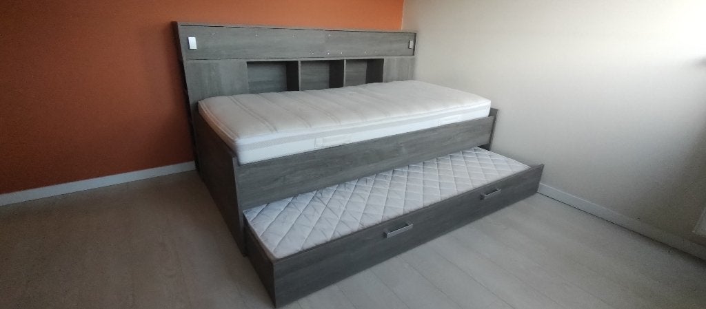Bed met lade, Maison & Meubles, 90 cm, Une personne, Brun, Enlèvement