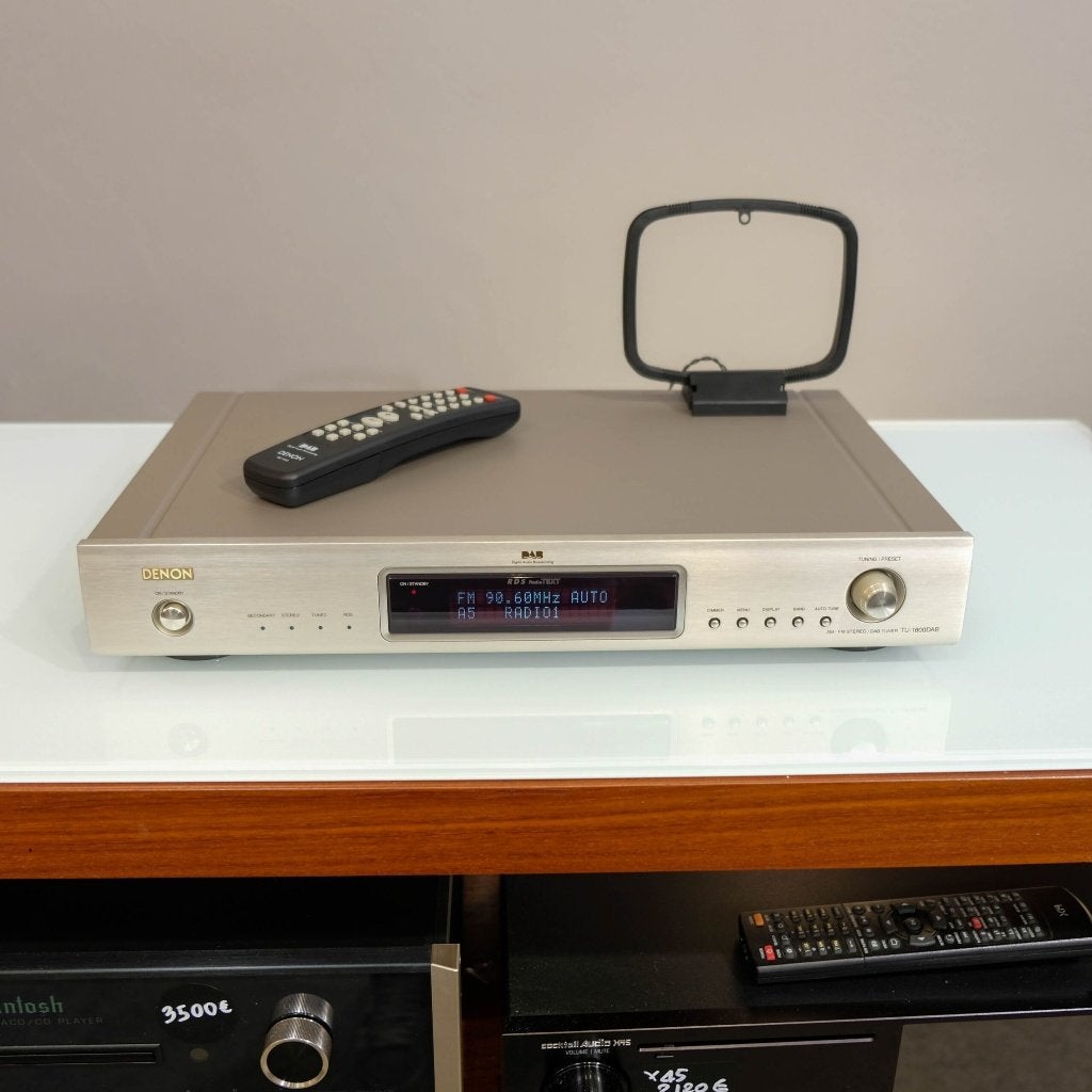 DENON TU 1800 DAB en FM tuner - zilver, Ophalen of Verzenden, Zo goed als nieuw