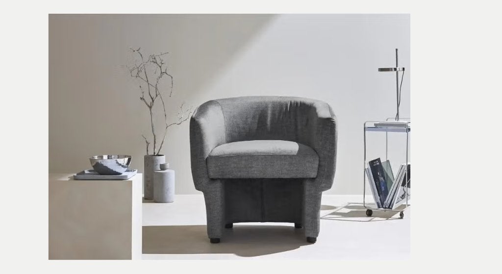 Neuf. Sweeek Fauteuil Club relax (Dolce) Velours gris foncé, Enlèvement, Neuf, Bois, Contemporain