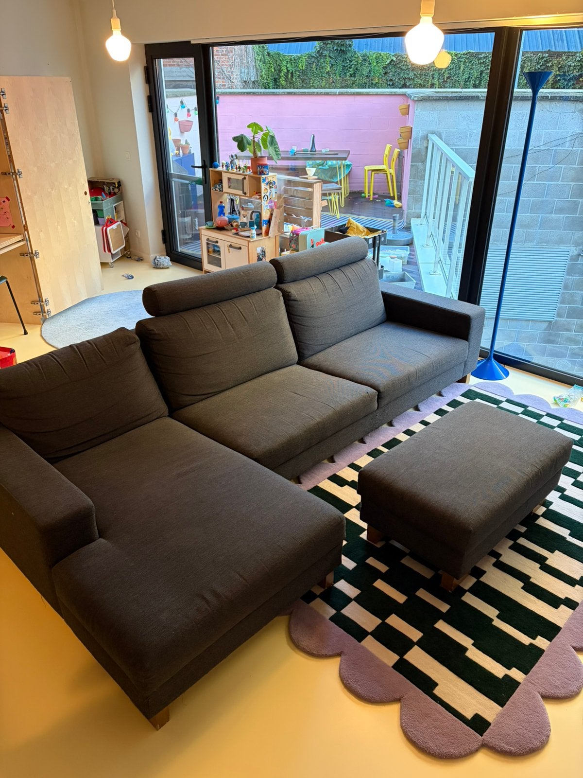 SITS Zetel - 3,5 zit + poef - Grijs, Huis en Inrichting, Ophalen, Gebruikt, Hout