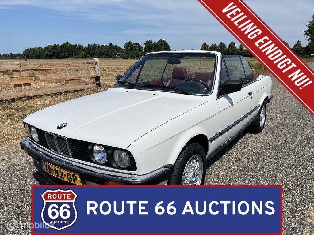 BMW 320i Cabriolet | 1989 | Route 66 Auctions, Zwart, Bedrijf, Handgeschakeld, Overige carrosserie